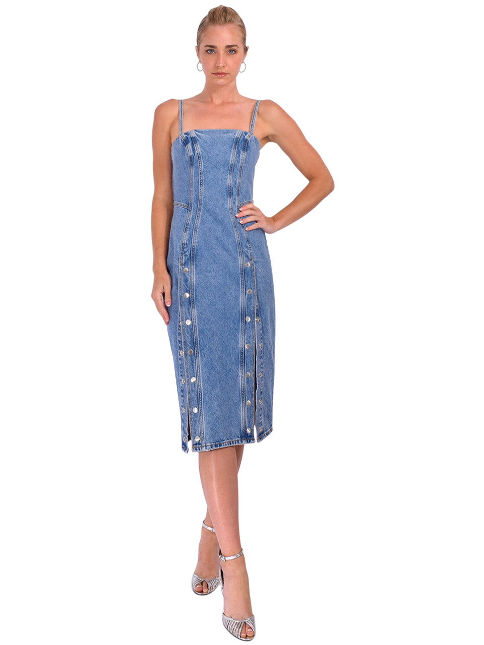 Fleur du Mal Undo Me Dress in Acid Denim Blue