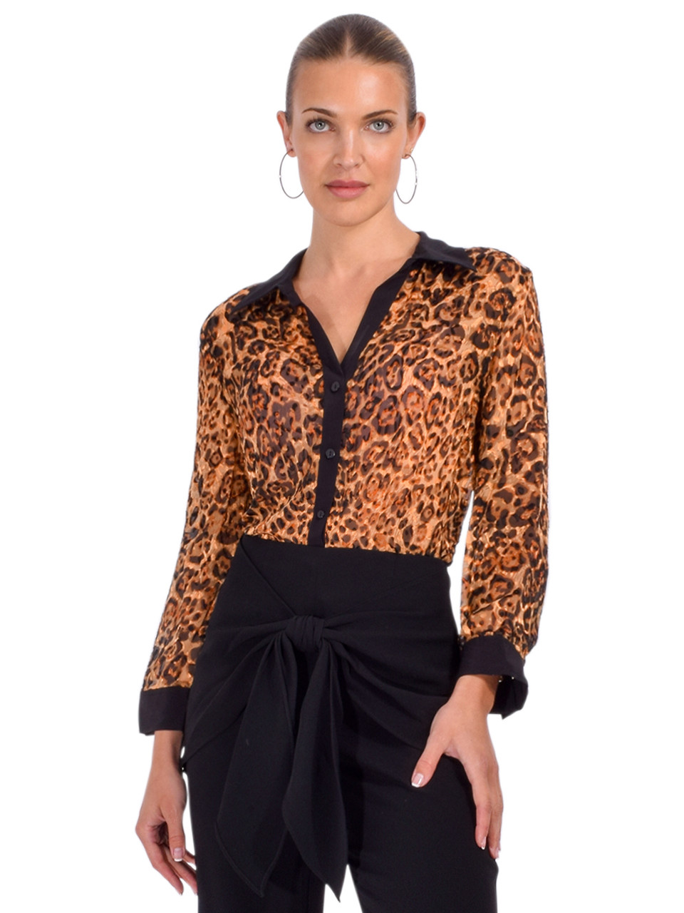MILLY Quincy Burnout Jacquard Blouse