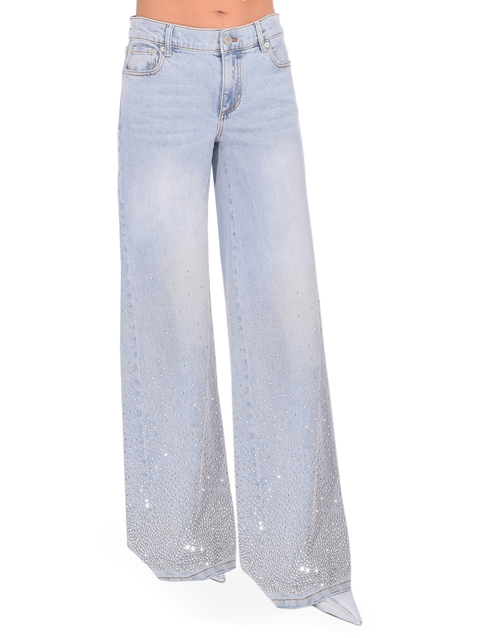 Alice + Olivia Amazing Embellished Low Rise Baggy Jean in Rockstar