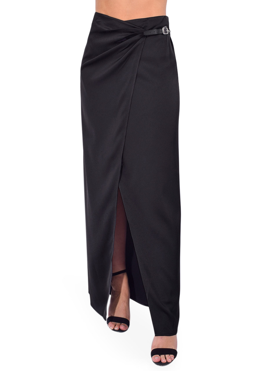 【極美品】 AMERI EMMA OCCIDENT SKIRT M L'AGENCE Emmarie Maxi Wrap Skirt in Black
