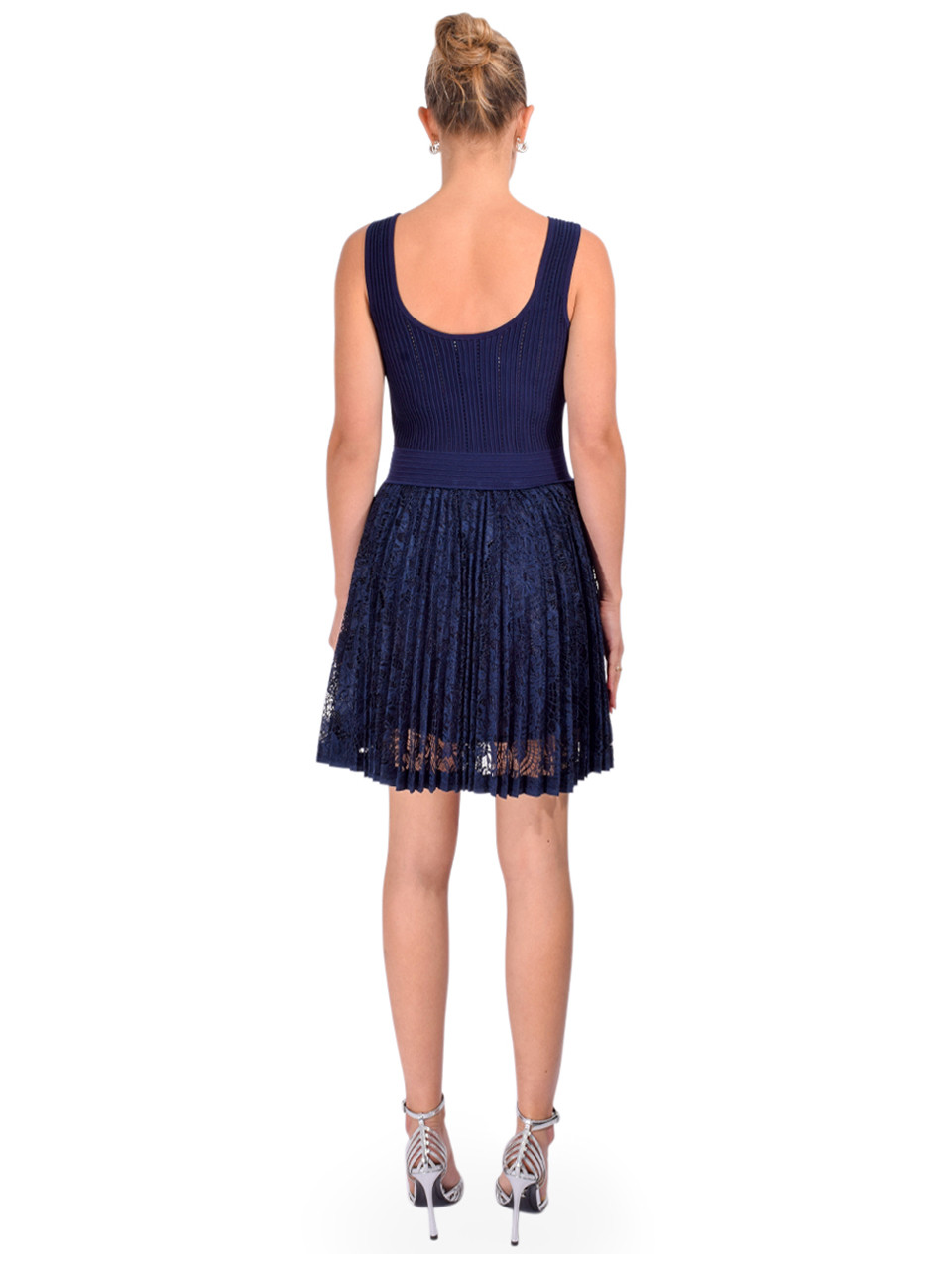 SIMKHAI Ellis Knit Lace Mini Dress in Midnight