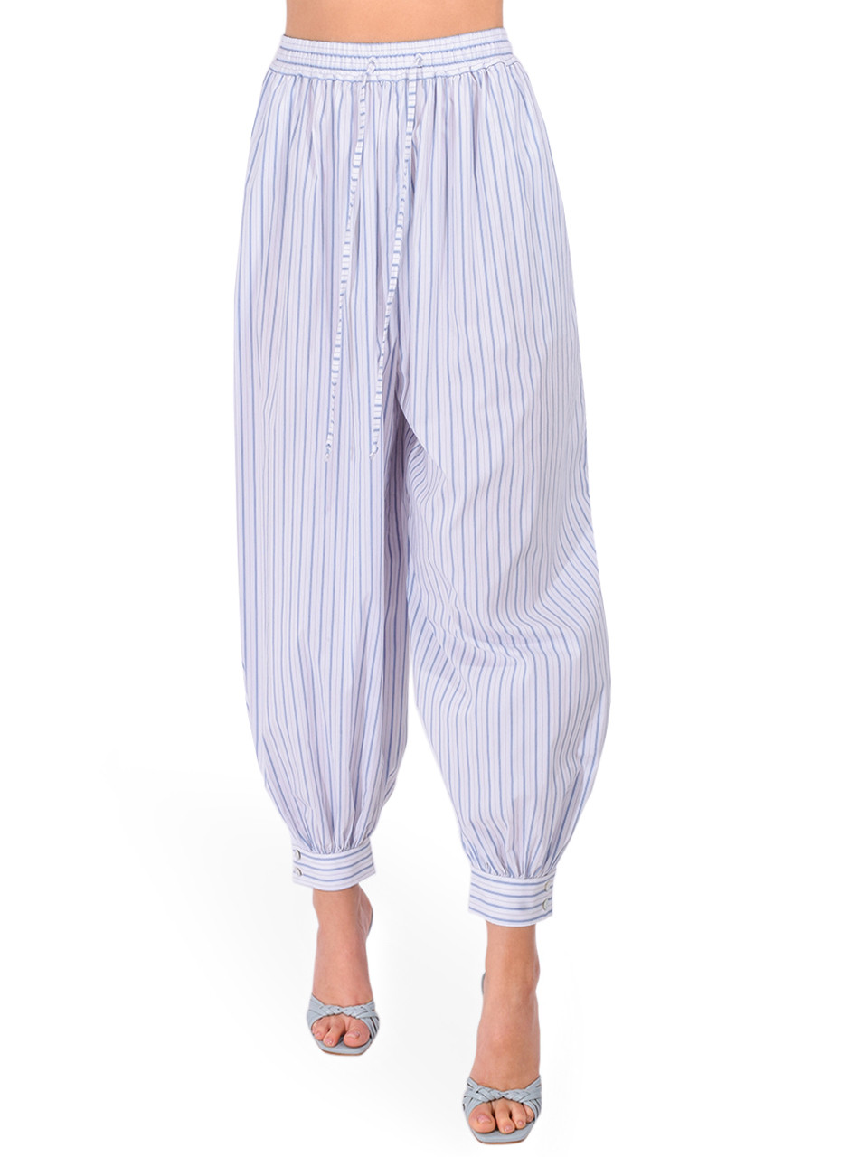CINQ À SEPT Leo Stripe Verne Pants in White/Blue, Women's Designer