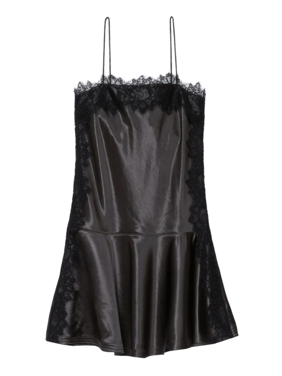 Lace-Trim Cami Mini Dress in Black, Women's Designer Mini Dress