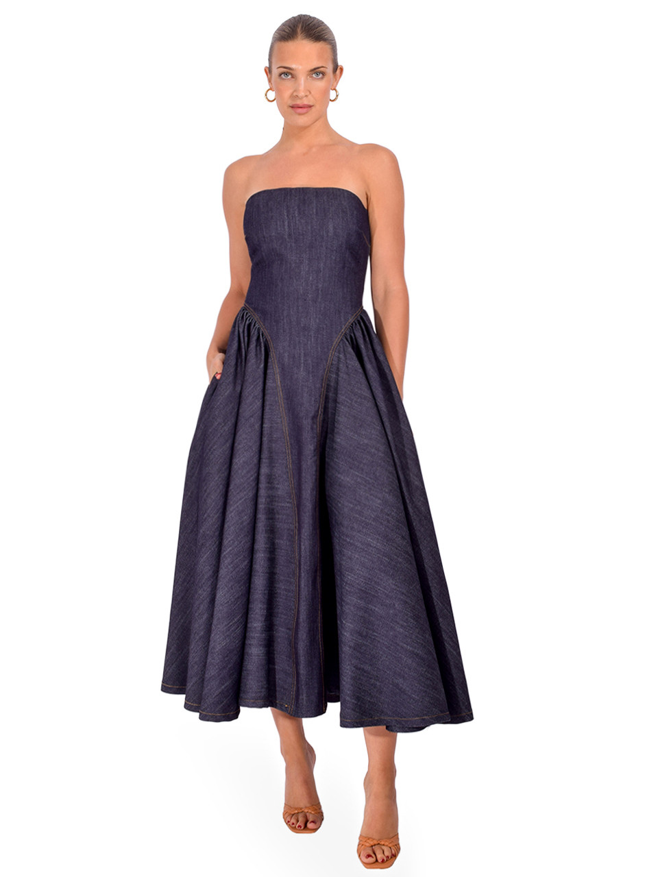 denim designer dress Denim Imani Midi Dress Blue S