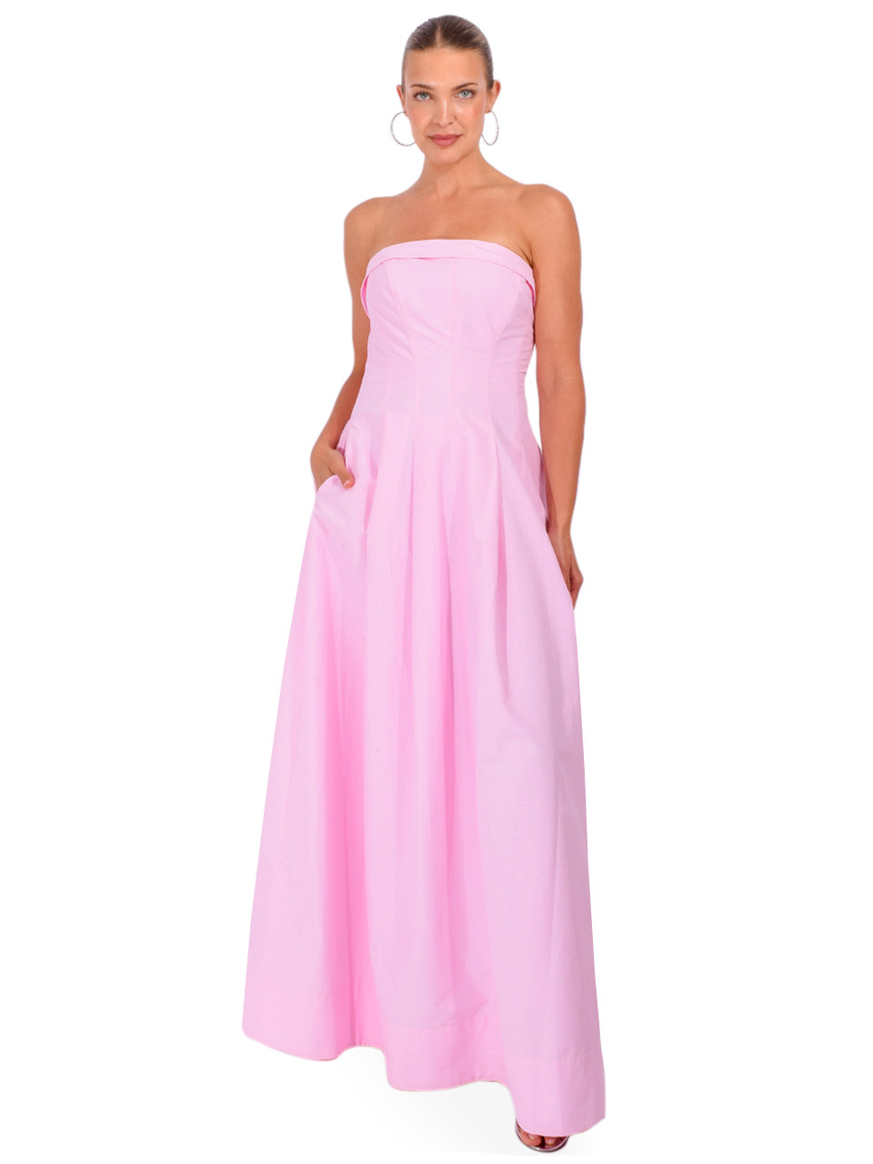 SIMKHAI Avril Cotton Bustier Maxi Dress in Daisy Pink, Women's