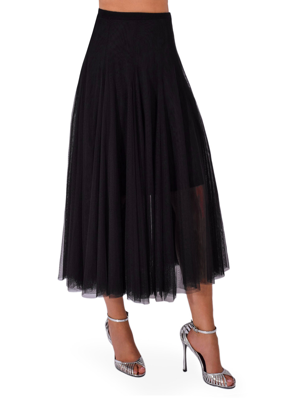 JESIE LIU Lilliana Tulle Skirt in Black, Women's Designer Skirt