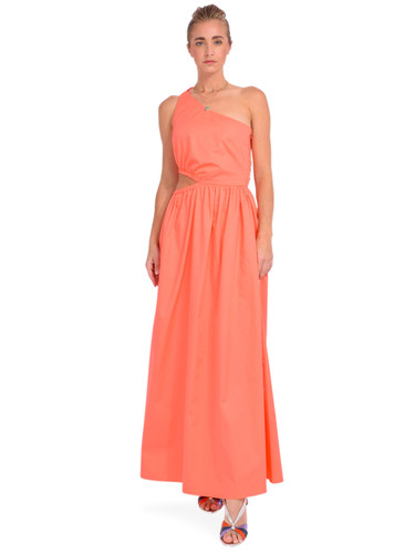 Kasia Santorini One Shoulder Dress in Coral Front View 

