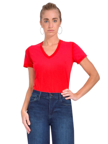 COTTON CITIZEN Standard V-Neck in Pink Cherry Front View 