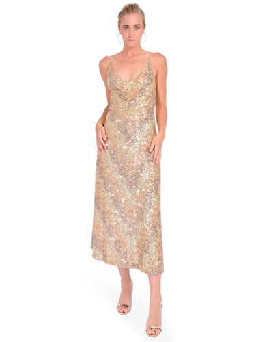 HALSTON Alesandra Dress in Wave Sequin Front View 1