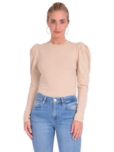 FRAME Draped Femme Tee in Beige Front View 