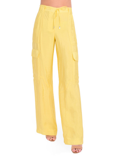 SIMKHAI Aurora Parachute Utility Pant in Sulfur Yellow Front View 