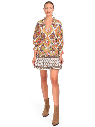 Cara Cara Poppy Dress Mini Dress in Mandala Navy Front View 1