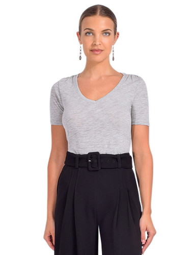 ATM Slub Jersey V-Neck Tee in Heather Grey Front View 