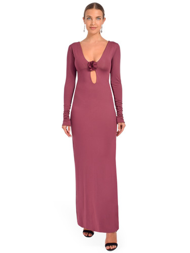 Maygel Coronel Lucir Long Sleeve Dress in Cabernet Front View 1