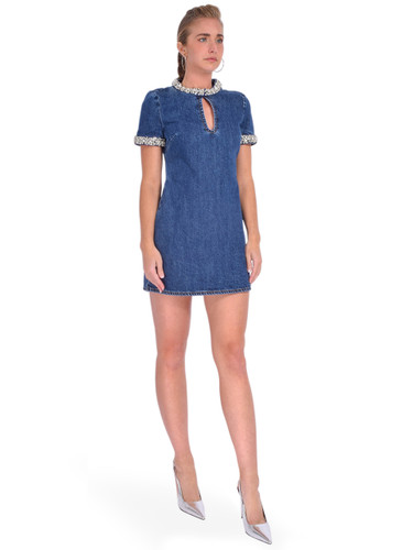 Self-Portrait Embellished Denim Mini Dress