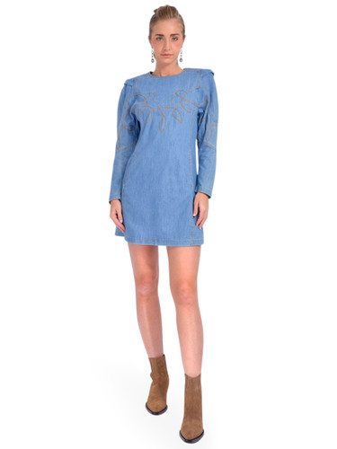 MUNTHE Tasla Mini Dress in Blue Front View 1