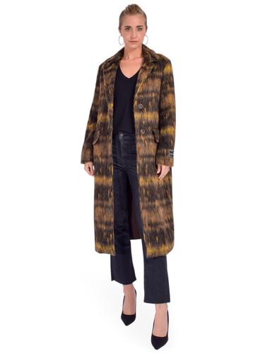Ottod'Ame Wool-Blend Midi Coat in Brown Front View 1