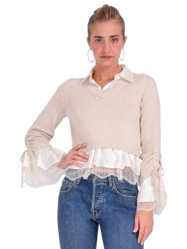 Cinq a Sept Milla Pullover in Ivory Front View 