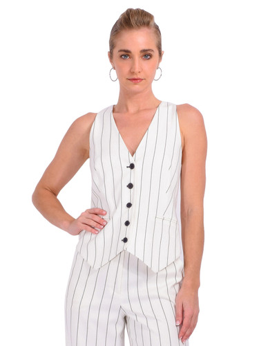 SIMKHAI Sabina Vest in Midnight Stripe Front View 