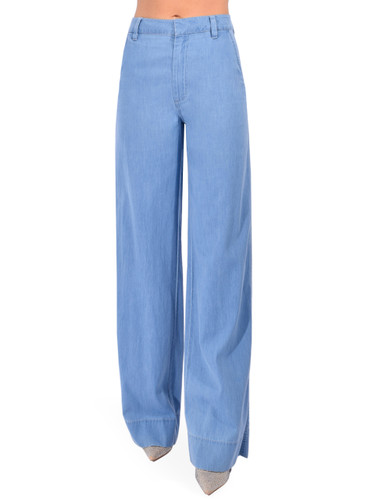 SIMKHAI Coralena Wide Leg Pant in Stratus Blue Front View 