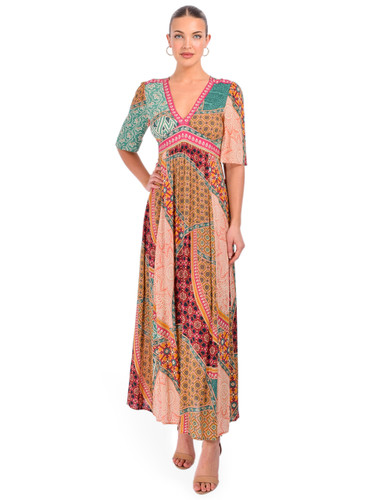 BA&SH Fanta Maxi Dress in Multi Front View 1