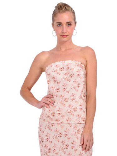 CAMI NYC Prima Hammered Silk Strapless Camisole in Dutch Fields Front View 