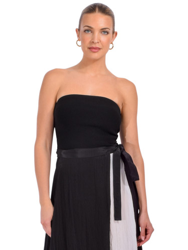 SIMKHAI Shawn Bustier Top In Black Front View 