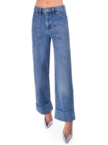 FRAME The Utility Trouser Jean in Stranger Blue Front View 