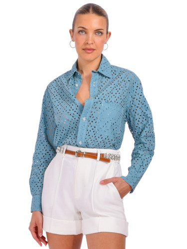CISSA The Daily Shirt in Cotton Ether Eyelet Front View 

