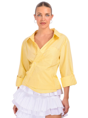 CISSA The Paper Cotton Overshirt in Butter Front View 