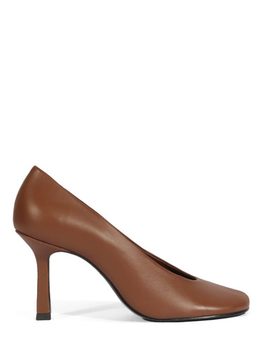 SCHUTZ Brigitte Leather Pump in Root Brown Side View 