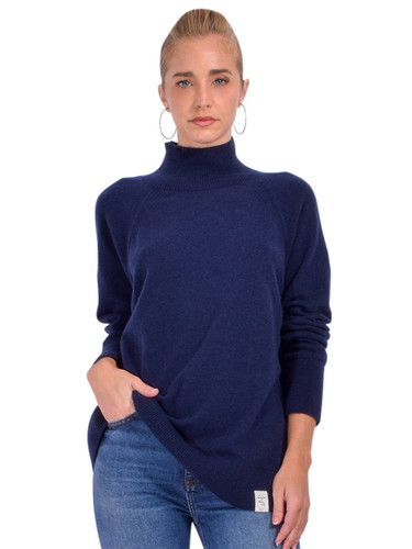 OTTOD'AME Cashmere Turtleneck Sweater in Midnight Front View 