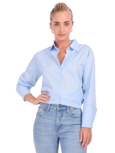 LELE DE BALTZAC The Valentine Shirt with Sequins in Blue Front View 