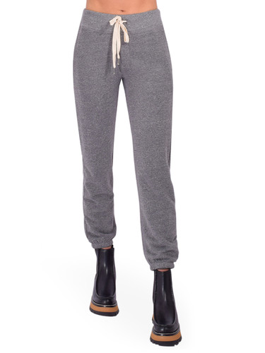 NSF Sayde Slim Melange Terry Sweatpant in Charcoal Heather Front View 