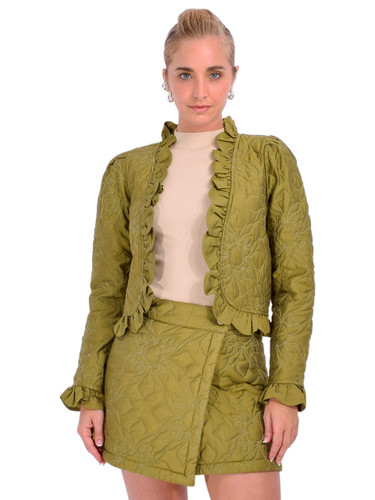 LOVE THE LABEL Ｍelanie Quilted Jacket in Olive Front View 