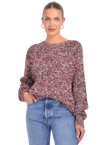 OTTOD'AME Wool Blend Sweater in Burgundy Multi Front View 