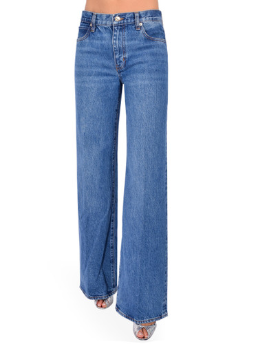 Frame Stroll Jeans in Blue Partridge Front View 