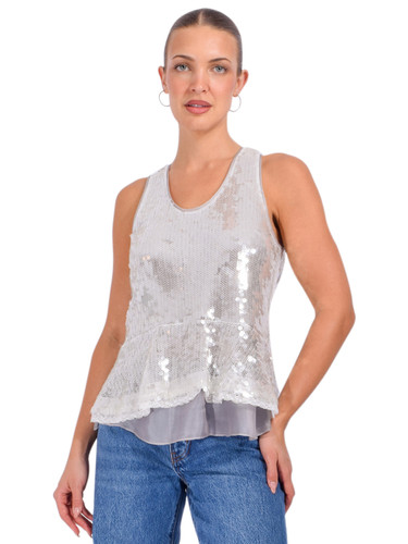 3.1 Phillip Lim Sequin Tank with Bows in Fog Front View 