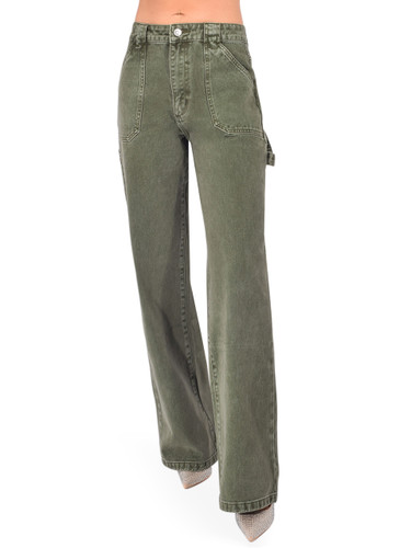 SER.O.YA Angelique Denim Pant in Grove Green Front View 
