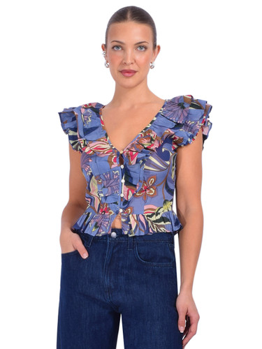 LOVE THE LABEL Carmella Top in Waltz of Flowers Print Front View 
