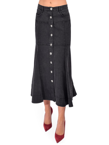 LOVE THE LABEL Romeo Skirt in Midnight Denim Front View 
