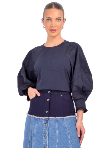 CINQ À SEPT Valentine Top in Navy Front View 