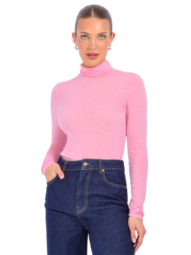 ESSENTIEL ANTWERP Jertice Jersey Turtleneck in Pink Front View 