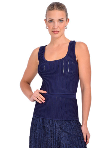 SIMKHAI Rylan Knit Tank in Midnight Front View 