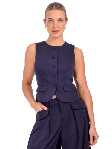 CINQ À SEPT Winora Vest in Navy Front View 