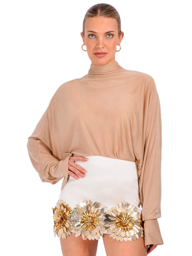 SER.O.YA Hawkes Bodysuit in Tan Front View 