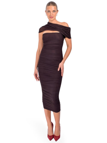 SER.O.YA Nyssa Mesh Dess in Ash Brown Front View 1