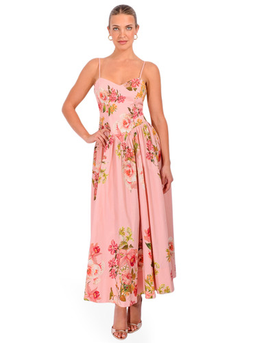 HEMANT & NANDITA Ayla Midi Dress in Peach Front View 1

