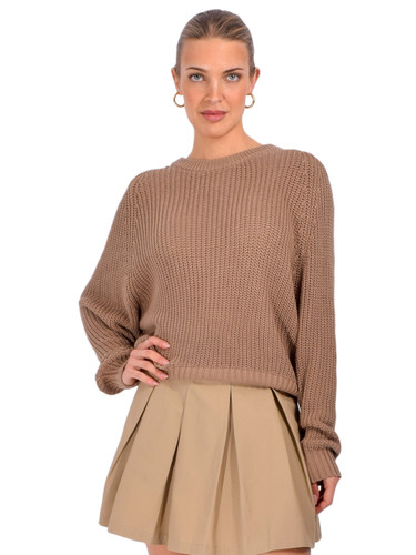 VIR VITA Pia Sweater in Bark Front View 