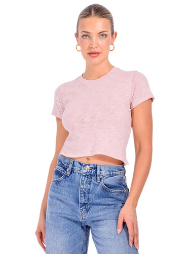 ATM Slub Jersey Baby Tee in Faded Rose Front View 